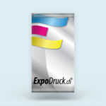 ExpoDruck Stoffbanner XL im Hochformat mit Ösen Seitenkanten gesäumt bedruckt druck