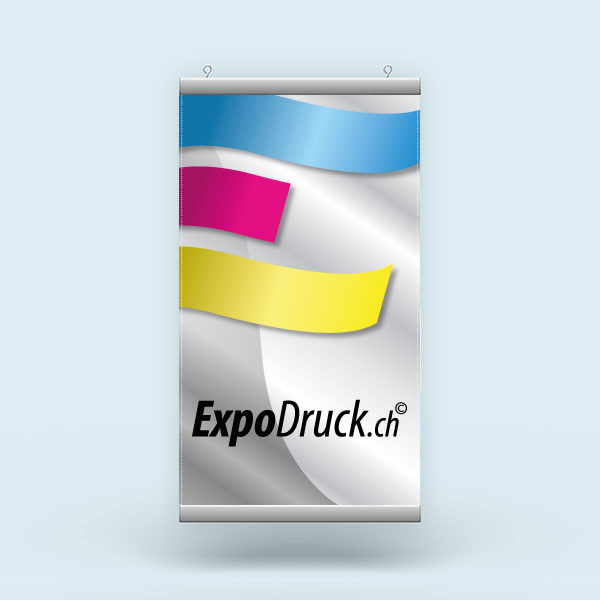 ExpoDruck Stoffhänger XL mit Alu-Kederprofil Hochformat gesäumt druck bedruckt