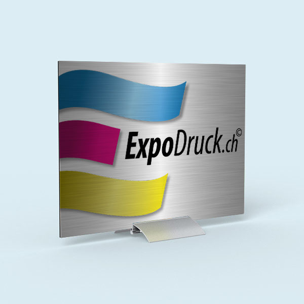 ExpoDruck Klemmständer TableTopper alu aluminium tisch lasierend druck bedruckt